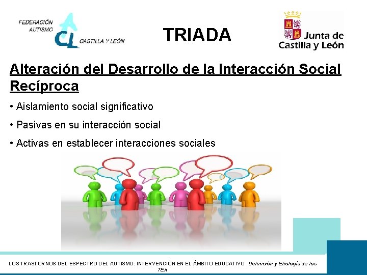 TRIADA Alteración del Desarrollo de la Interacción Social Recíproca • Aislamiento social significativo •