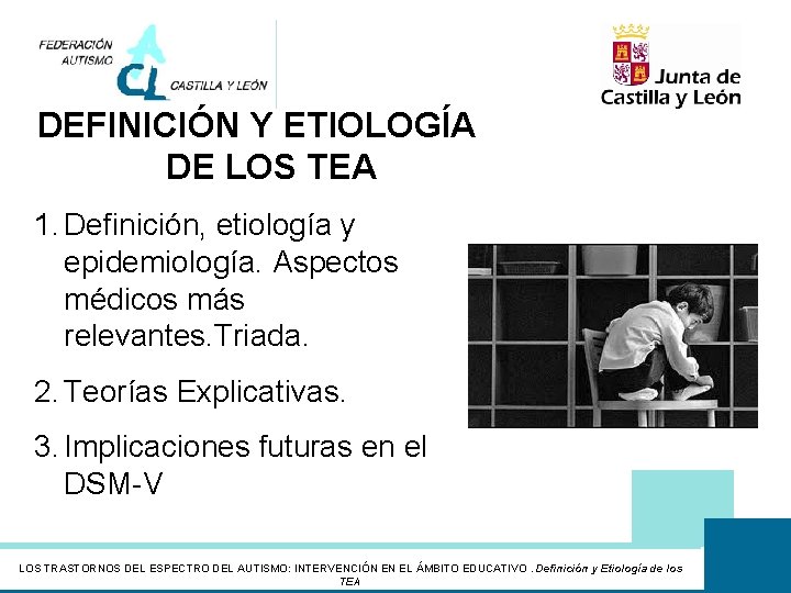 DEFINICIÓN Y ETIOLOGÍA DE LOS TEA 1. Definición, etiología y epidemiología. Aspectos médicos más