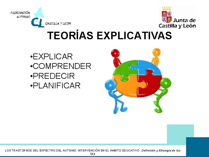 TEORÍAS EXPLICATIVAS • EXPLICAR • COMPRENDER • PREDECIR • PLANIFICAR LOS TRASTORNOS DEL ESPECTRO