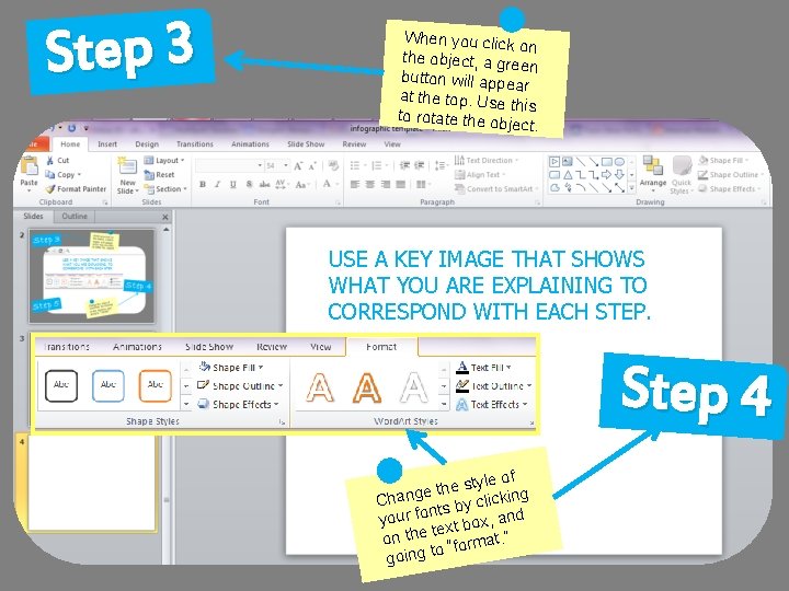 Step 3 When you click on the object, a gre en button will app