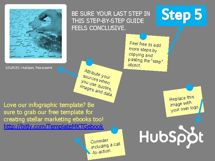 BE SURE YOUR LAST STEP IN THIS STEP-BY-STEP GUIDE FEELS CONCLUSIVE. SOURCES: Hub. Spot,