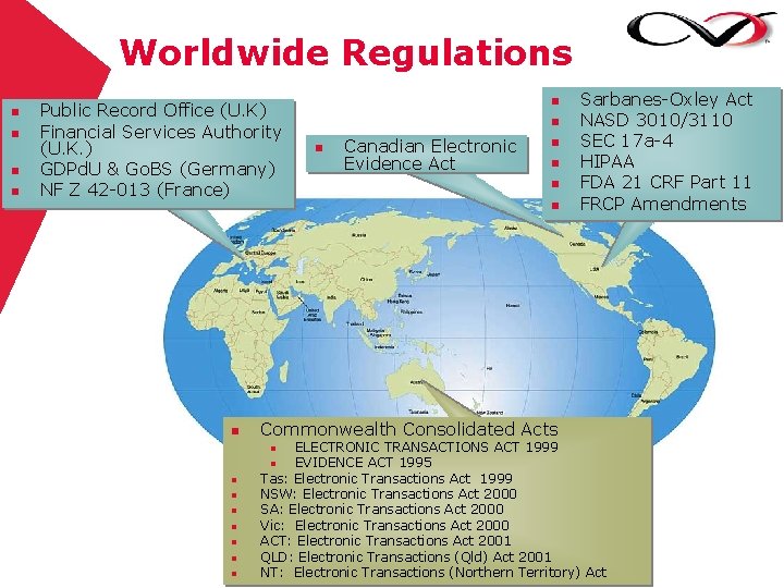 Worldwide Regulations n n Public Record Office (U. K) Financial Services Authority (U. K.