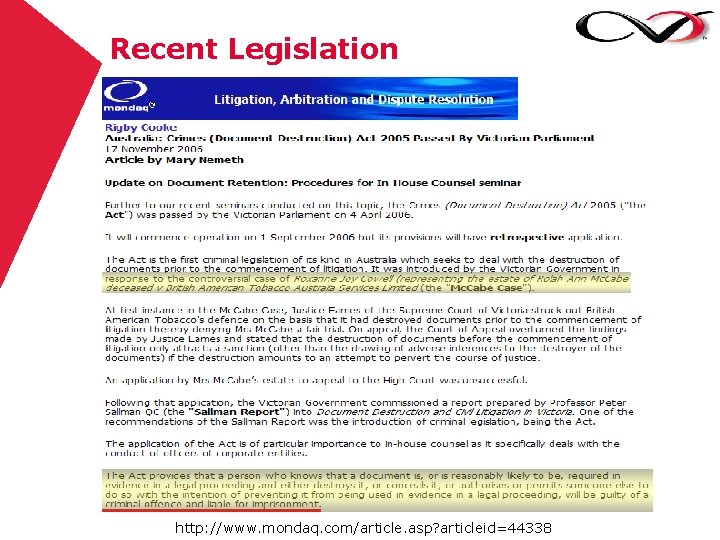 Recent Legislation http: //www. mondaq. com/article. asp? articleid=44338 