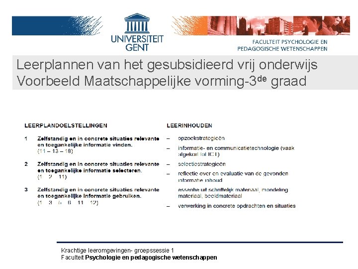 Leerplannen van het gesubsidieerd vrij onderwijs Voorbeeld Maatschappelijke vorming-3 de graad Krachtige leeromgevingen- groepssessie