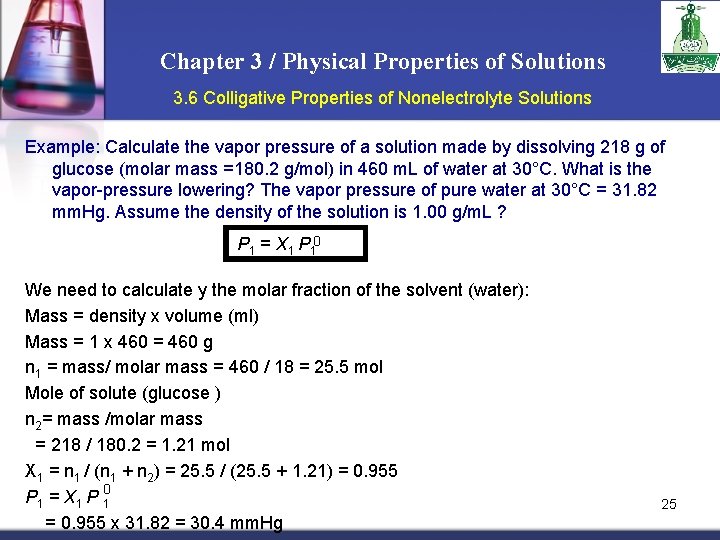 Chapter 3 / Physical Properties of Solutions 3. 6 Colligative Properties of Nonelectrolyte Solutions