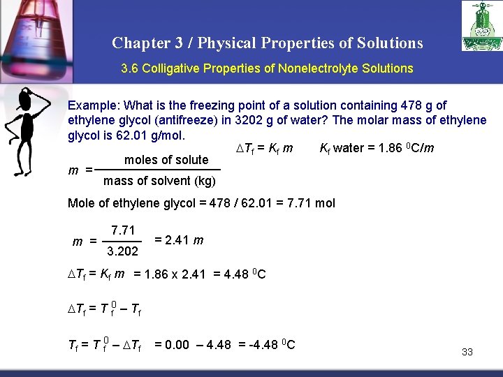 Chapter 3 / Physical Properties of Solutions 3. 6 Colligative Properties of Nonelectrolyte Solutions