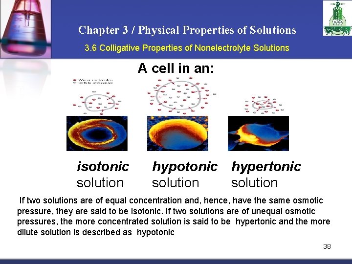 Chapter 3 / Physical Properties of Solutions 3. 6 Colligative Properties of Nonelectrolyte Solutions