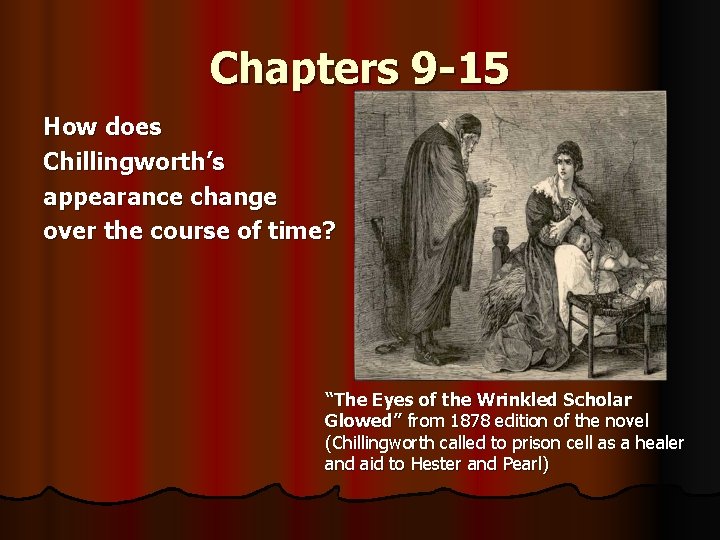 Chapters 9 -15 How does Chillingworth’s appearance change over the course of time? “The