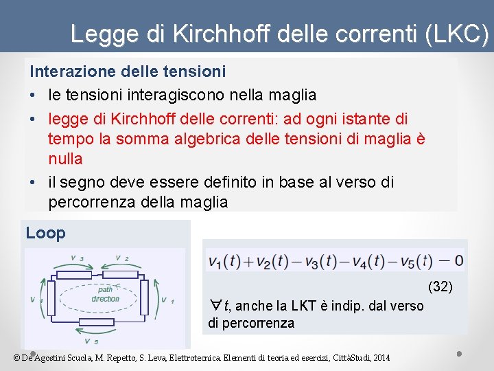 Legge di Kirchhoff delle correnti (LKC) Interazione delle tensioni • le tensioni interagiscono nella