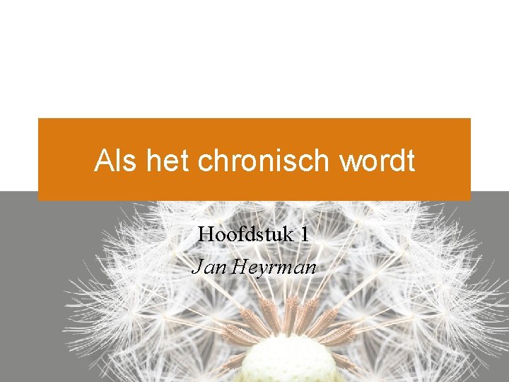 Als het chronisch wordt Hoofdstuk 1 Jan Heyrman 