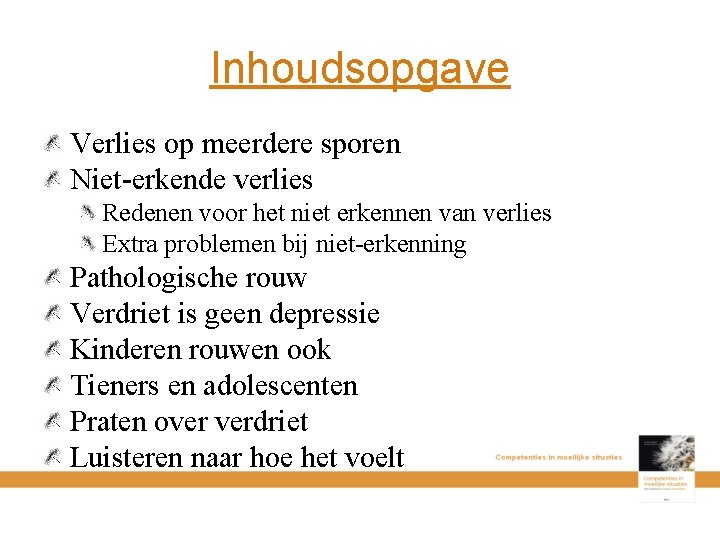 Inhoudsopgave Verlies op meerdere sporen Niet-erkende verlies Redenen voor het niet erkennen van verlies