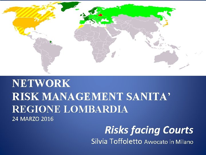 NETWORK RISK MANAGEMENT SANITA’ REGIONE LOMBARDIA 24 MARZO 2016 Risks facing Courts Silvia Toffoletto