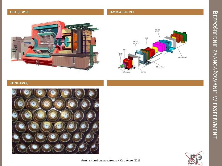 Compass (K. Kurek) LHCb(K. Kurek) Seminarium Sprawozdawczo – Odbiorcze 2015 BEZPOŚREDNIE ZAANGAŻOWANIE W EKSPERYMENT