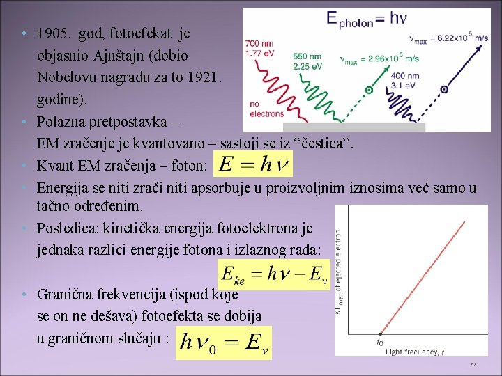 • 1905. god, fotoefekat je objasnio Ajnštajn (dobio Nobelovu nagradu za to 1921. • 1905. god, fotoefekat je objasnio Ajnštajn (dobio Nobelovu nagradu za to 1921.