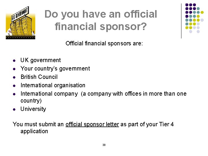 Do you have an official financial sponsor? Official financial sponsors are: l l l