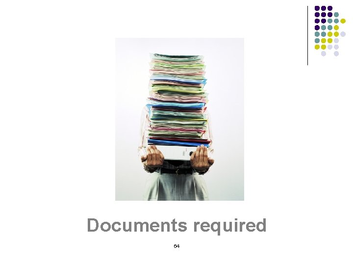 Documents required 64 