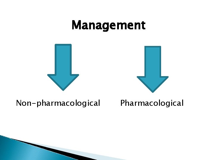 Management Non-pharmacological Pharmacological 