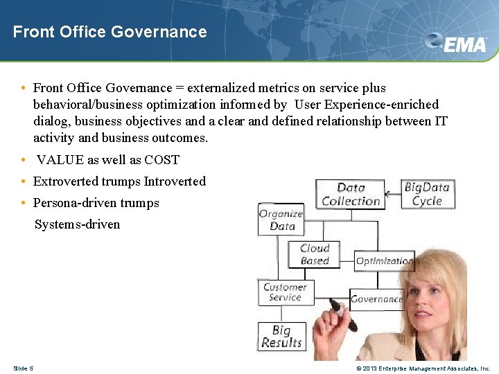 Front Office Governance • Front Office Governance = externalized metrics on service plus behavioral/business