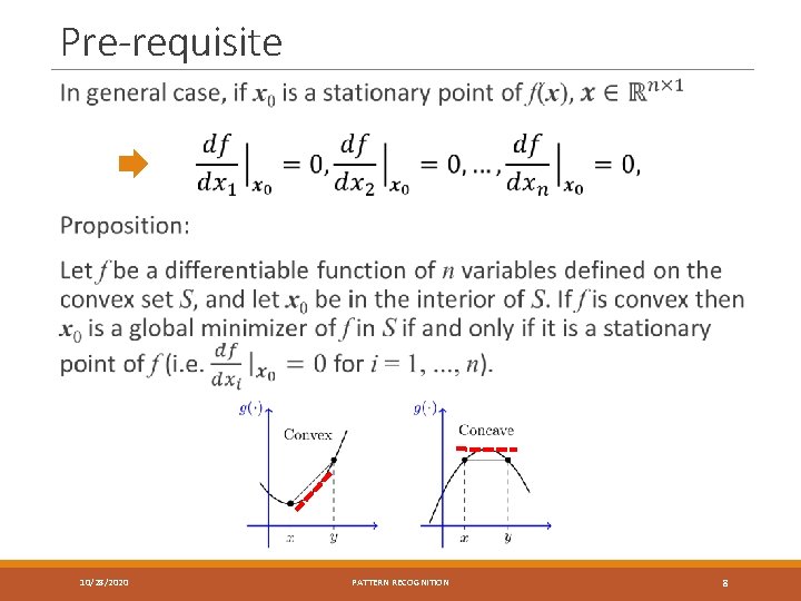 Pre-requisite 10/28/2020 PATTERN RECOGNITION 8 