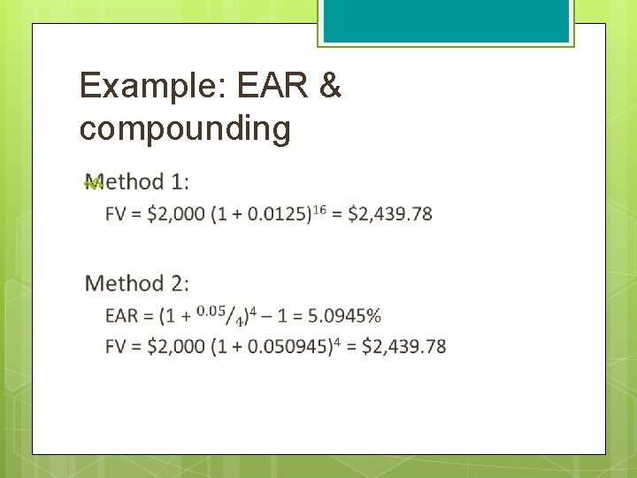 Example: EAR & compounding 