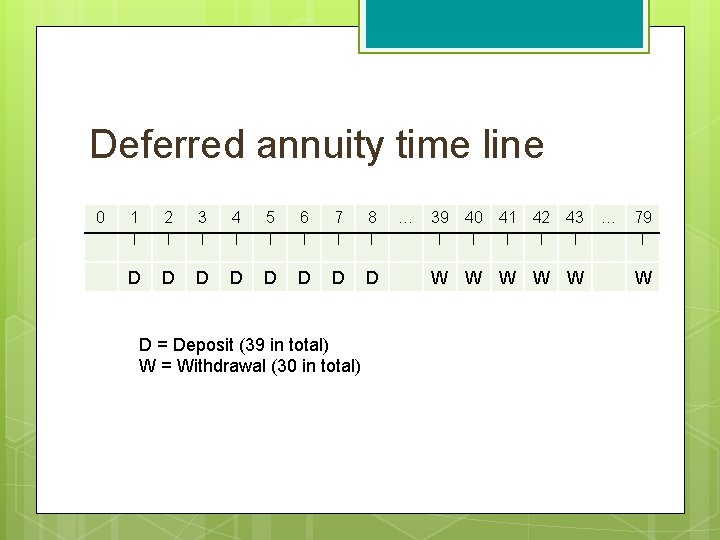 Deferred annuity time line 0 1 2 3 4 5 6 7 8 |