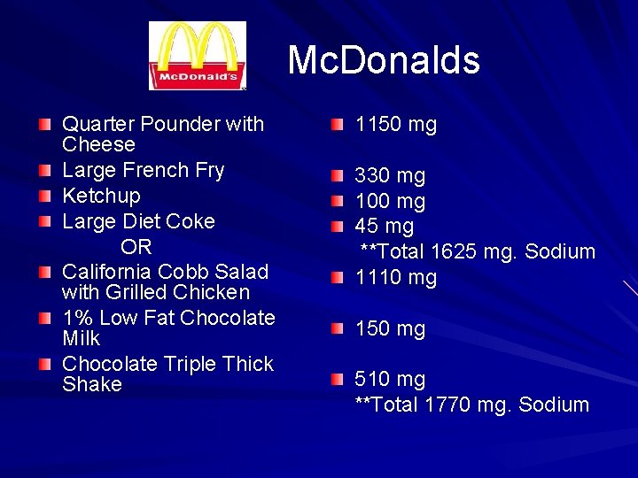 Mc. Donalds Quarter Pounder with Cheese Large French Fry Ketchup Large Diet Coke OR