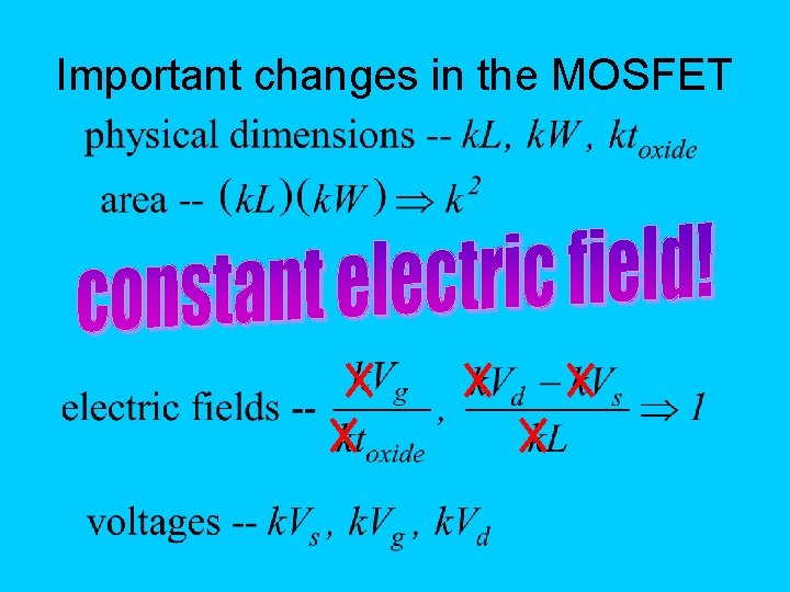 Important changes in the MOSFET 