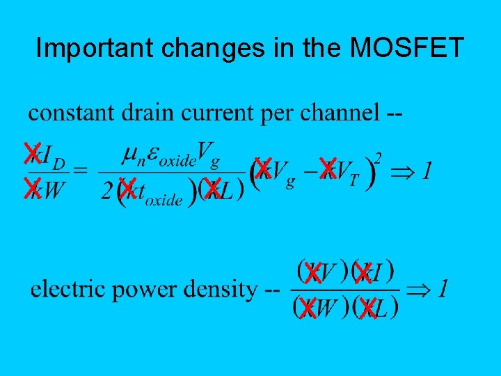 Important changes in the MOSFET 
