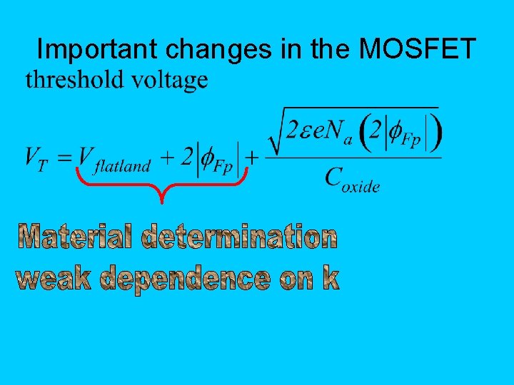 Important changes in the MOSFET 