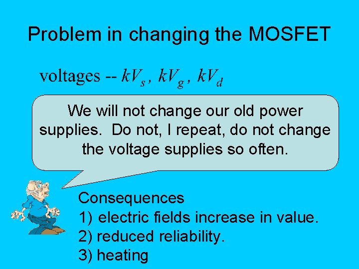 Problem in changing the MOSFET We will not change our old power supplies. Do