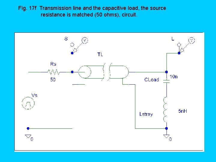 Fig. 17 f Transmission line and the capacitive load, the source resistance is matched