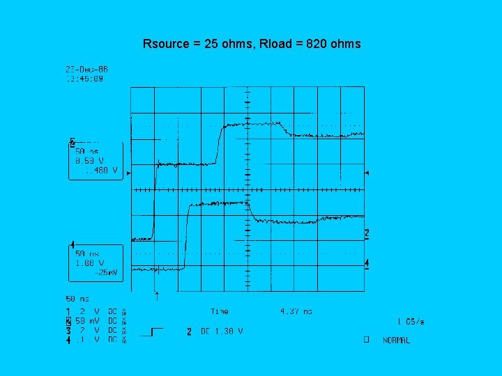 Rsource = 25 ohms, Rload = 820 ohms 