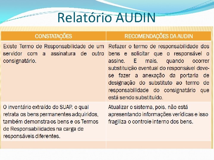 Relatório AUDIN Relatório AUDIN