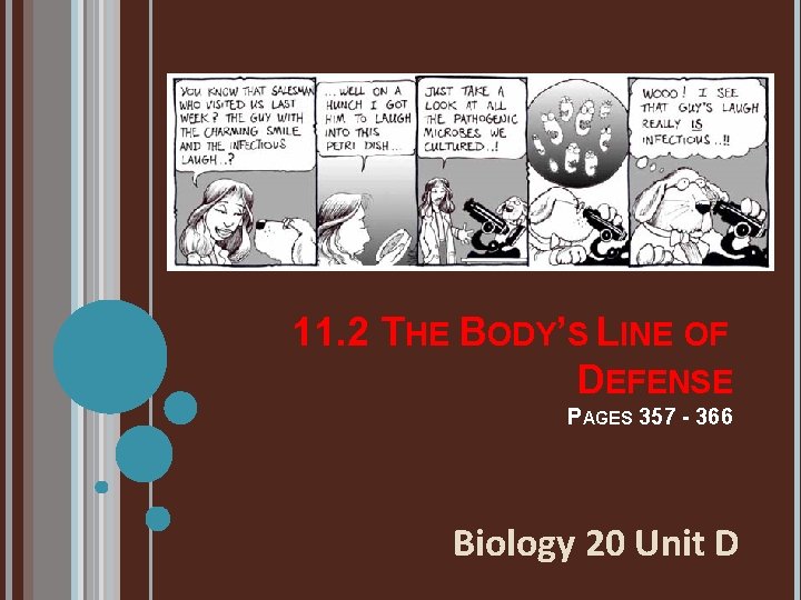 11. 2 THE BODY’S LINE OF DEFENSE PAGES 357 - 366 Biology 20 Unit