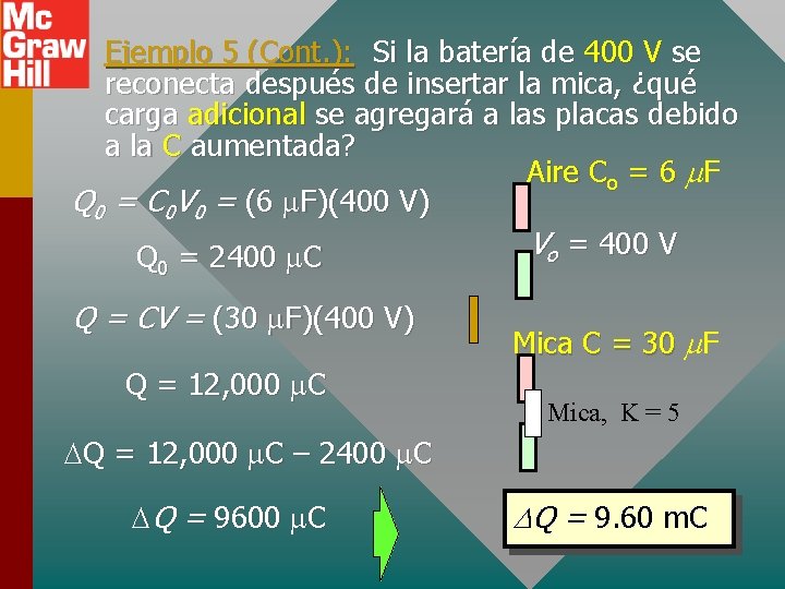 Ejemplo 5 (Cont. ): Si la batería de 400 V se reconecta después de