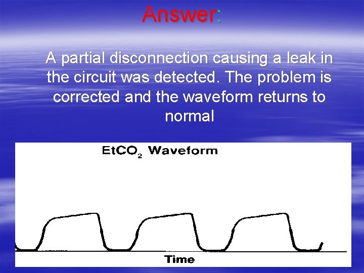 Answer: A partial disconnection causing a leak in the circuit was detected. The problem Answer: A partial disconnection causing a leak in the circuit was detected. The problem