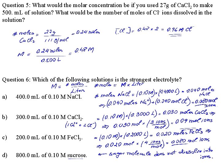 Question 5: What would the molar concentration be if you used 27 g of