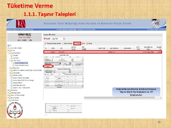 Tüketime Verme 1. 1. 1. Taşınır Talepleri Onaylama İşlemlerine Gidilerek Onaysız Taşınır İşlem Fişi Tüketime Verme 1. 1. 1. Taşınır Talepleri Onaylama İşlemlerine Gidilerek Onaysız Taşınır İşlem Fişi