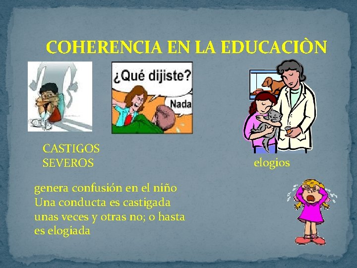COHERENCIA EN LA EDUCACIÒN CASTIGOS SEVEROS genera confusión en el niño Una conducta es COHERENCIA EN LA EDUCACIÒN CASTIGOS SEVEROS genera confusión en el niño Una conducta es
