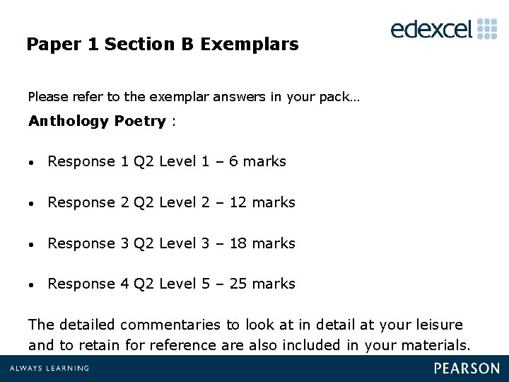 Paper 1 Section B Exemplars Please refer to the exemplar answers in your pack…