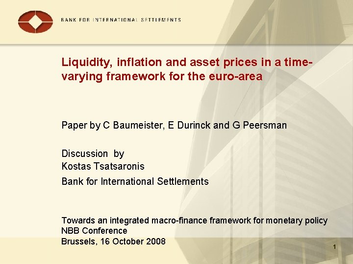 Liquidity, inflation and asset prices in a timevarying framework for the euro-area Paper by