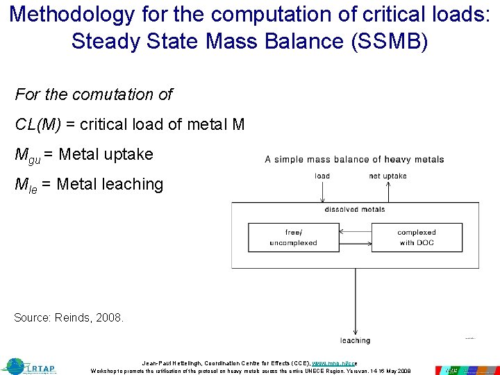 Methodology for the computation of critical loads: Steady State Mass Balance (SSMB) For the Methodology for the computation of critical loads: Steady State Mass Balance (SSMB) For the