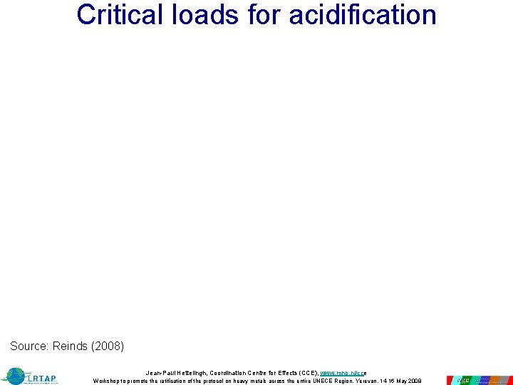 Critical loads for acidification Source: Reinds (2008) Jean-Paul Hettelingh, Coordination Centre for Effects (CCE), Critical loads for acidification Source: Reinds (2008) Jean-Paul Hettelingh, Coordination Centre for Effects (CCE),