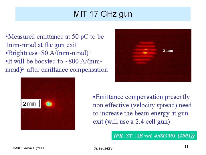 MIT 17 GHz gun • Measured emittance at 50 p. C to be 1