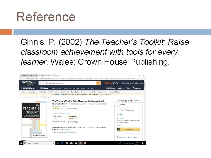 Reference Ginnis, P. (2002) The Teacher’s Toolkit: Raise classroom achievement with tools for every