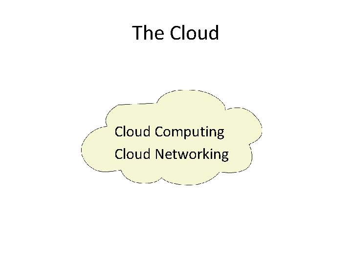 The Cloud Computing Cloud Networking 
