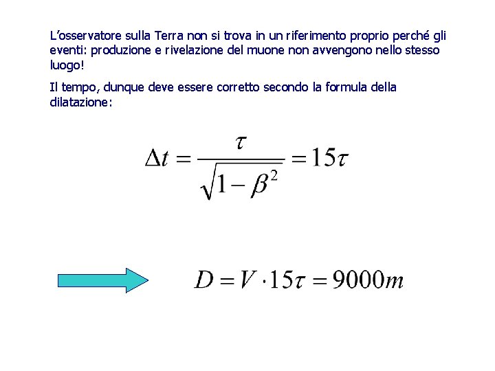 L’osservatore sulla Terra non si trova in un riferimento proprio perché gli eventi: produzione