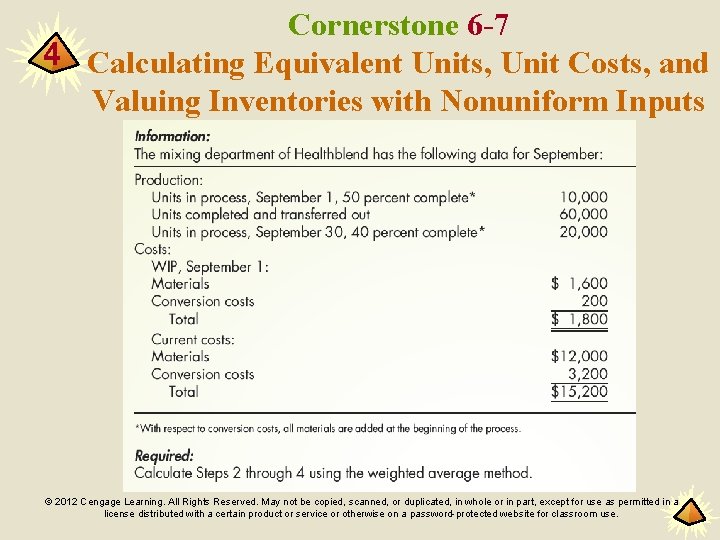 Cornerstone 6 -7 4 Calculating Equivalent Units, Unit Costs, and Valuing Inventories with Nonuniform