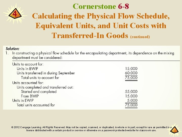 4 Cornerstone 6 -8 Calculating the Physical Flow Schedule, Equivalent Units, and Unit Costs