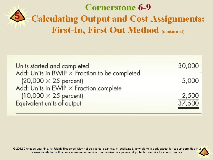 5 Cornerstone 6 -9 Calculating Output and Cost Assignments: First-In, First Out Method (continued)